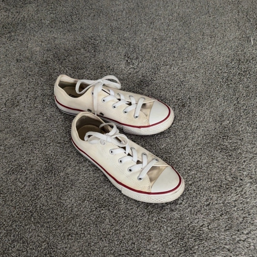 Youth Converse Cream and Red Kids Sneakers
